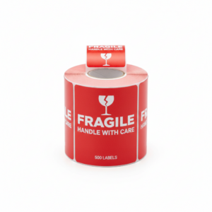 Fragile / Handle With Care Stickers — 500 Roll