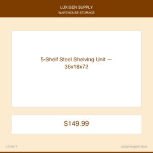 5-Shelf Steel Shelving Unit — 36x18x72