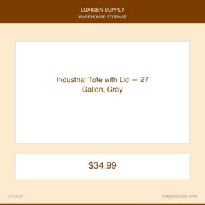 Industrial Tote with Lid — 27 Gallon, Gray