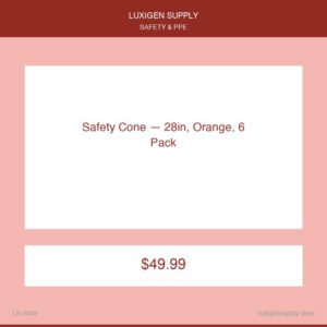 Safety Cone — 28in, Orange, 6 Pack