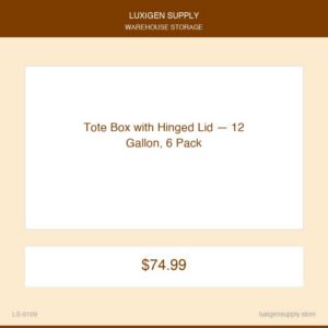 Tote Box with Hinged Lid — 12 Gallon, 6 Pack
