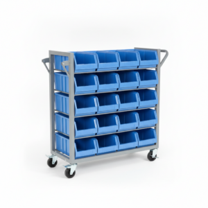 Mobile Bin Cart — 32 Bins, Double-Sided