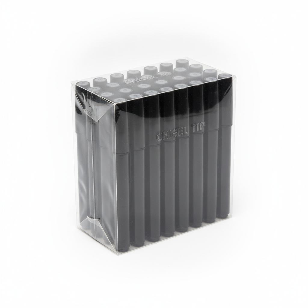 Permanent Markers — Black, Chisel Tip, 36 Pack