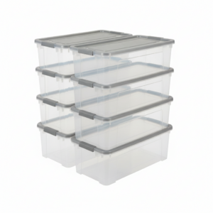 Tote Box with Hinged Lid — 12 Gallon, 6 Pack