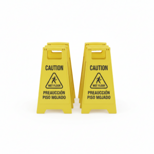 Wet Floor Sign — Bilingual, 4 Pack